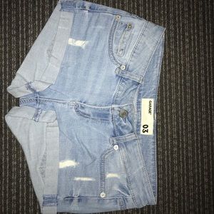 denim low rise shorts